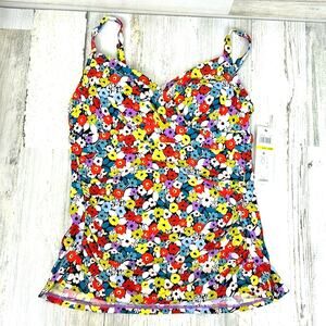 Anne Cole Womens 32C/34B Floral Tankini Top Beach Summer Swim Bathing Suit NEW